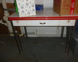 Vintage Art Deco enamel table w/drawer
