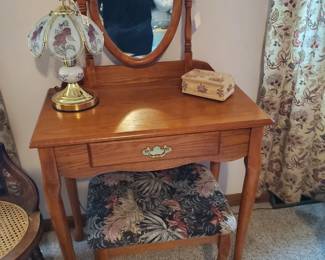 Smaller Touch Lamp and a Vanity with Bench