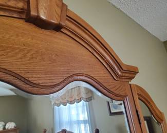Beveled mirror on dresser 