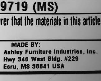 Label on leather sofa set 