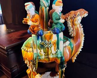 Beautiful Vintage Glazed Ceramic Sancai Camels from Luoyang City