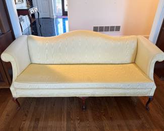 Late 20th Century Chippendale Style Carved Walnut Camelback Sofa