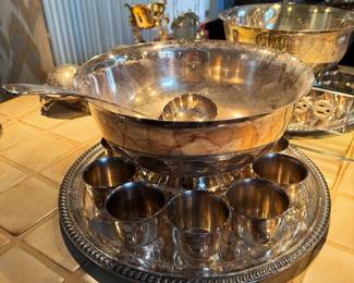 Lovely Silverplate (13 pc) Punchbowl Set with Ladel and Tray