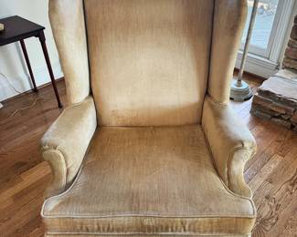 Carved Upholstered Wingback Armchair