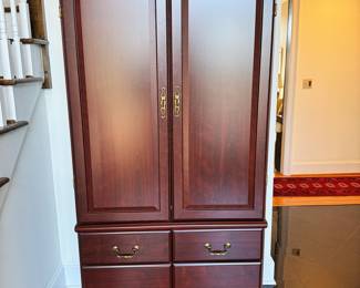 Cherry Office Storage Hutch with One Built-in File Drawer