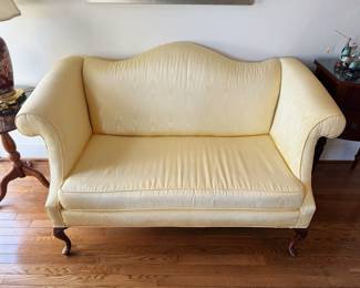 Late 20th Century Chippendale Style Carved Walnut Camelback Loveseat