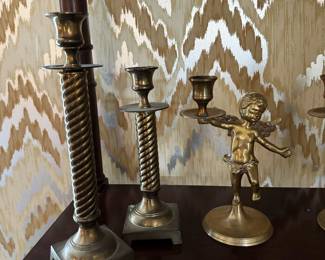 Vintage Brass Cherub and Barley Twist 