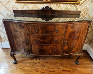 Superb Vintage Burl Wood Buffet with Paw Feet