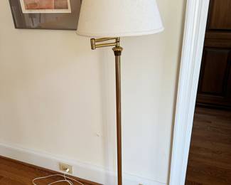 Brass Adjustable Floor Reading Lamp with Shade