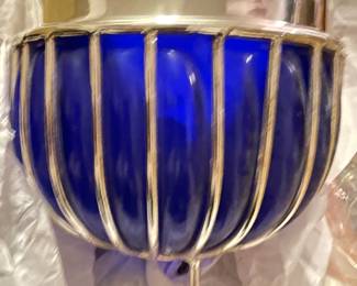 Department 56 Caged Cobalt glass bowl, silver plate 
Set of 2 boxed and unused. 
