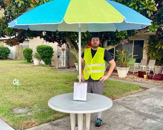 6aM Sign-Up Sheet table. Place your name- 1 name per line! 9aM We call names out chronologically.
Meet AJ!!! He''ll check for all empty bags going in & purchase receipts/bags leaving the house.