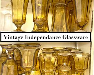 Vintage Independence Glass OCTAGONAL SHAPE in Bright Yellow