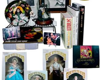Gone with the Wind Collection:
Books, Dolls, Collector Plate, Hallmark Ornaments, Wall Decor, Vintage Unused Postcards, Music Cloche
LOCATION: MEDIA ROOM