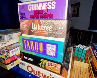 Vintage and Newer Board Games-
Outwit Time the game Taboo Yahtzee Guiness game of world records Mancala 