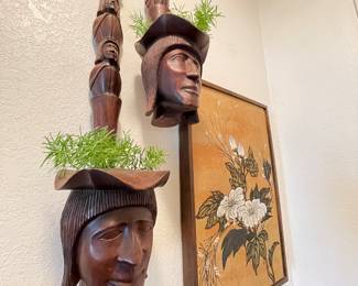 Vintage Hand-carved Mahogany Totems