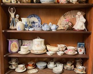 Vintage Teacups Paul Sebastian figurines.
Vintage Japanese sake sets Andrea Sadek
Lilac Lusterware Portrait Pitcher
Antique Biscuit Jar
October Teacups
Fabulous Fleetwood Demitasse (5) Fairy's in the Garden