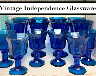Vintage Independence Glass OCTAGONAL SHAPE in Royal BLUE 