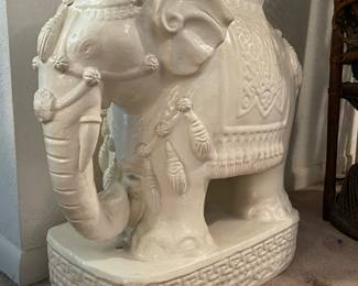 Mid Century Blanc de Chine Ceramic Royal Elephant Plant Table