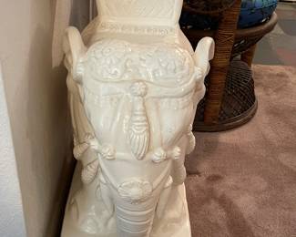 Detail pic, Mid Century Blanc de Chine Ceramic Royal Elephant Plant Table