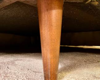 Detail pic, wood toothpick legs on the matching vintage velvet sofa and chair. 
Mid Century Sofa- 5 legs
Lounge Chair- 4 legs 
