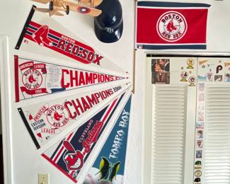 Vintage 1980s Baseball Pennants 
Boston RED SOX • Cleveland INDIANS