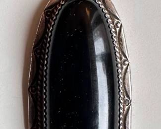 Vintage Navajo Artist Johnson Yazzie Signed Y Massive Sterling Silver Necklace With Black Onix Pendant
Lot #: 47