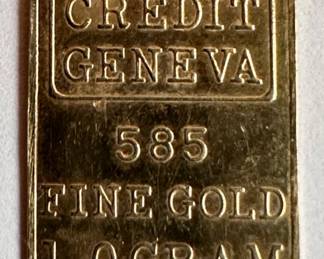 Vintage 14K Yellow Gold Credit Geneva 585 Fine Gold Charm Pendant, 1.0 Gram
Lot #: 83