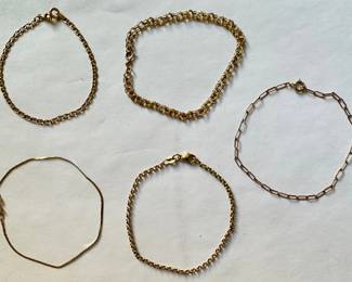 5 Gold Chain Bracelets, Marked 14K Or 585, Italy
Lot #: 106