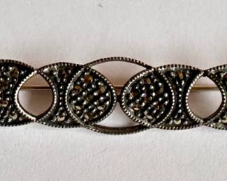 Vintage 1980s Sterling Silver Marcasite Pin Brooch By Judith Jack
Lot #: 78