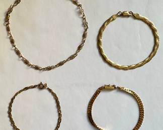 4 Vintage Gold Chain Bracelets, Marked 14 Karat Or 585
Lot #: 71