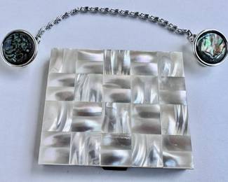 Vintage Mother Of Pearl Compact & Sweater Clip
Lot #: 110