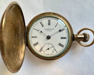 Vintage New York Standard Watch Company Men's Pocket Watch With Railroad Etching
Lot #: 73