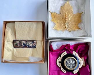 3 New In Box Artist Made Pins Brooches, 1 From The Clay Pot, Park Slope Brooklyn
Lot #: 97