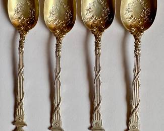 Antique Sterling Silver Miniature Berry Spoons With Raised Ornate Floral Design (set Of 4)
Lot #: 32
