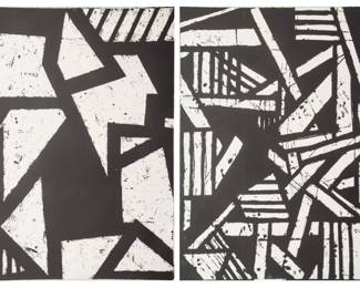 Gordon Newton (American, 1948-2019) Lithographs in Black And White on Wove Paper, 1972, "Untitled", Group of Two Prints, H 35" W 24"