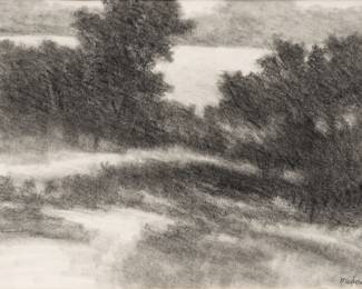 Richard Mayhew (American, B. 1924) Graphite on Paper, 1992, "Santa Cruz Series #3", H 9" W 11.5"