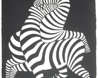 Victor Vasarely (French/Hungarian, 1906-1997) Serigraph in Colors on Cast Paper, "Zebras", H 40.5" W 33.25"