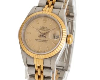 Rolex (Swiss) Oyster Perpetual Datejust Ladies Watch, 18kt Gold & Stainless Jubilee Bracelet, L 6.12" 54g