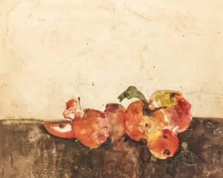 Richard Jerzy (American, 1943-2001) Watercolor on Paper, Ca. 1960, "Still Life (Apples)", H 15" W 17.75"
