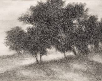 Richard Mayhew (American, B. 1924) Graphite on Paper, 1992, "Santa Cruz Series #5", H 8.75" W 12"