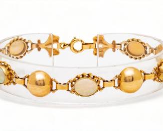 Opal And 14K Yellow Gold Bracelet L 7.5" 12.4g