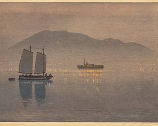 Hiroshi Yoshida (Japanese, 1876-1950) Woodblock in Colors on Paper, Ca. 1930, "Ronoshima", H 9.75" W 14.75"