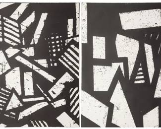 Gordon Newton (American, 1948-2019) Lithographs in Black And White on Wove Paper, 1972, "Untitled", Group of Two Prints, H 35" W 24"