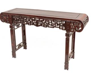 Chinese Carved Rosewood Temple Table 19th C., H 34" L 59" Depth 17"