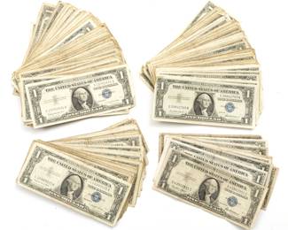 291 US One Dollar Silver Certificates 1 - 1934, 8 - 1935, 283 - 1957. 292 pcs