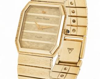 Lucien Piccard (Swiss) Quartz Wrist Watch, 14K Gold Ca. 1955, L 7"