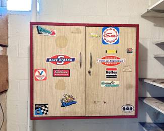 VINTAGE BLUE STREAK IGNITION AUTO PARTS STORAGE CABINET - METAL