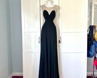 VINTAGE MADISON JAMES FORMAL GOWN - BLACK & CHAMPAGNE - Sz 6
