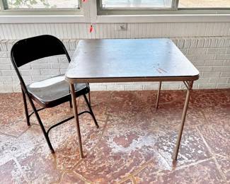 Brown Card Table & Chair
