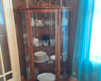 Antique Oak bowfront China cabinet